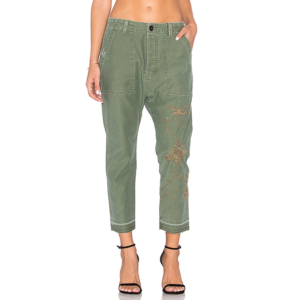 Siwy Gretha Army Chino Embroidered Green Pants